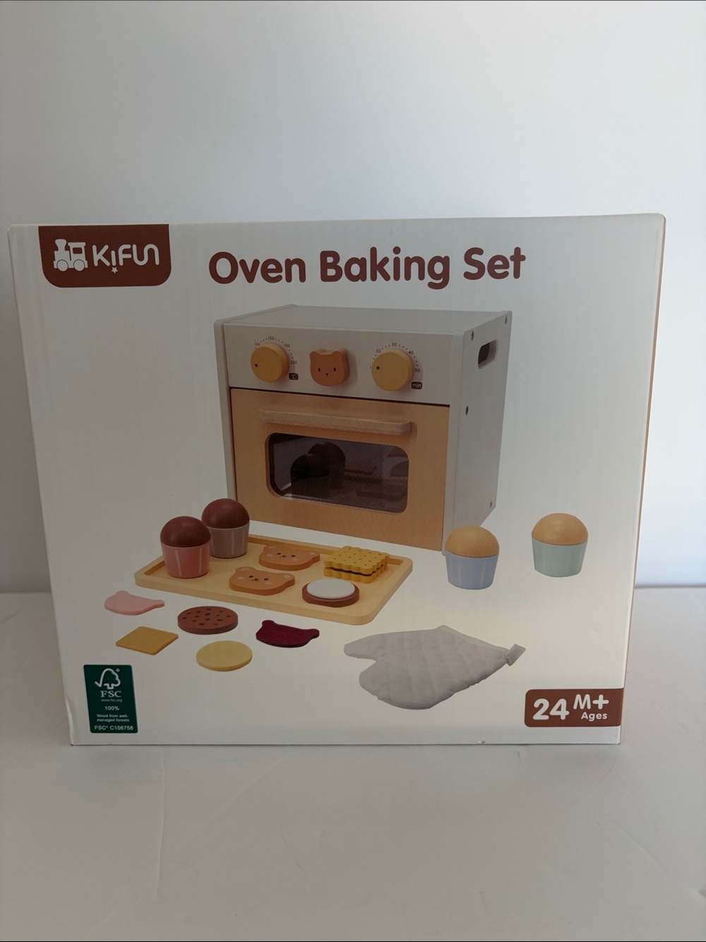Wooden Oven Baking Set - Cream & Tan Kids Learning Toy